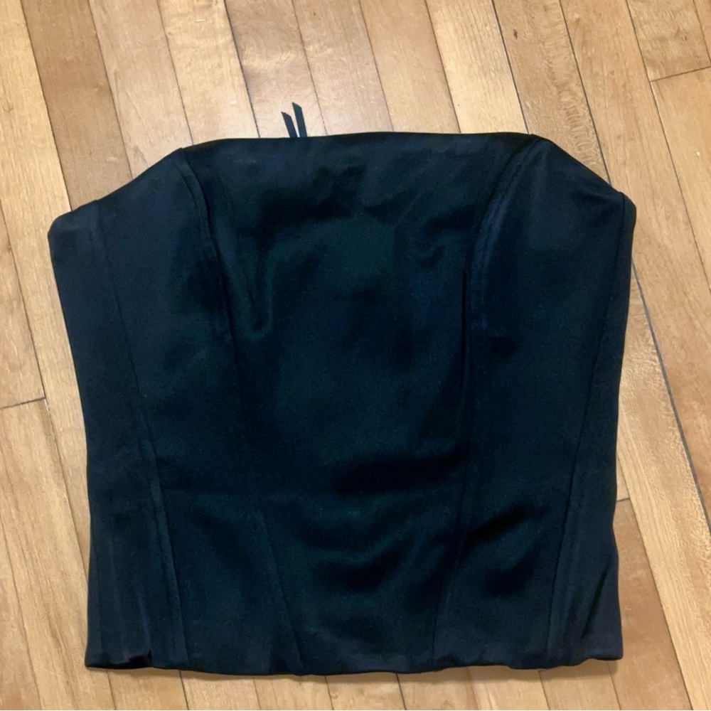 Aritzia Black Satin Castle Ten Bustier Strapless Top - Picture 2 of 6